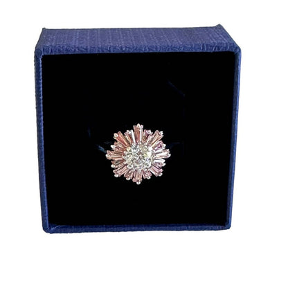 Swarovski Sunshine ring Mixed cuts, Sun, Pink, Rhodium plated 55 / 7