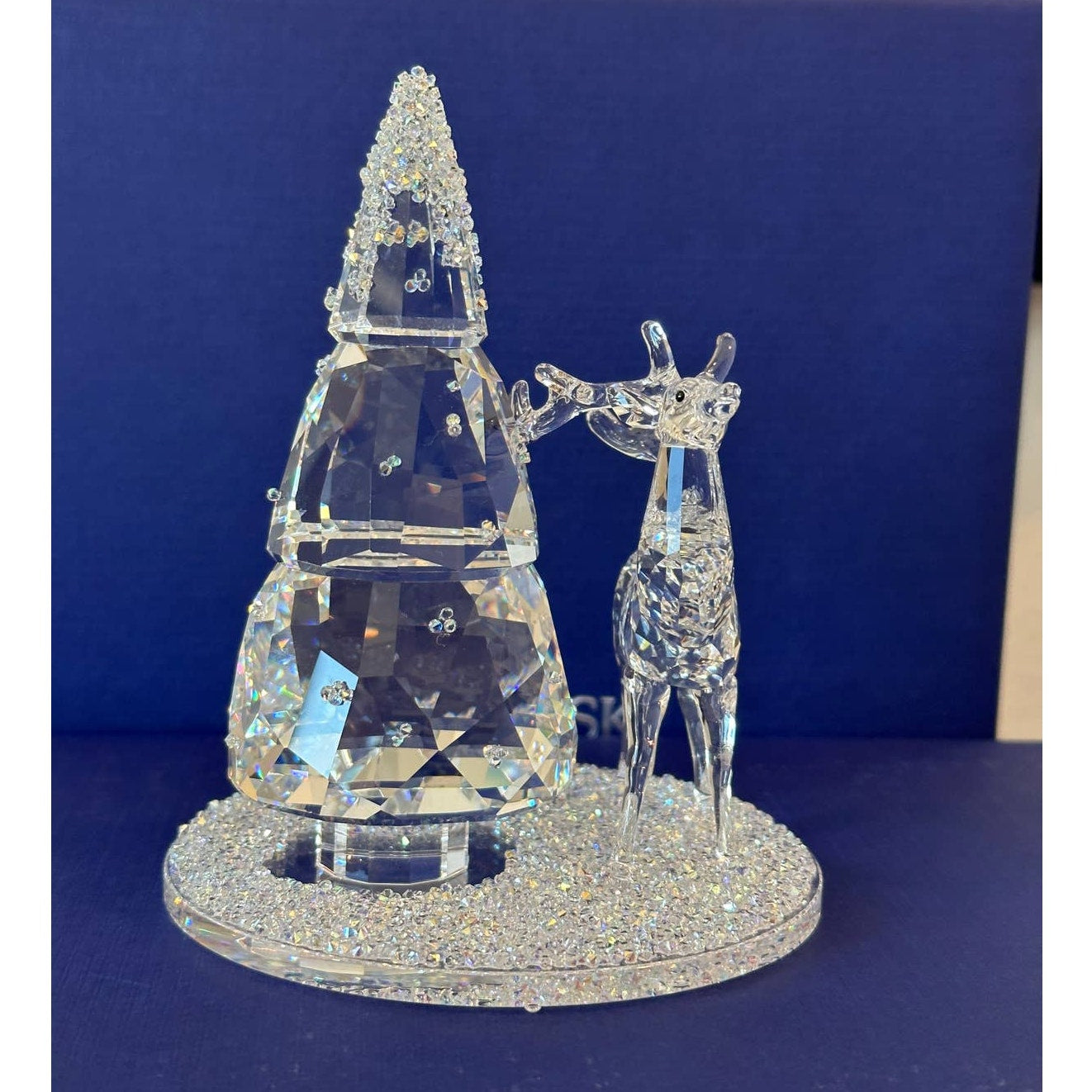 Swarovski Bell Jar - Pine Tree & Stag Figurine