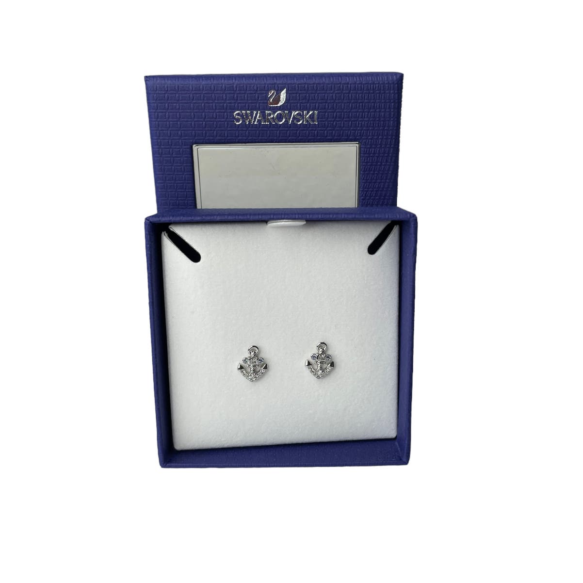 Swarovski Anchor Travel Exclusive Rhodium Plated and Crystal Stud Earrings