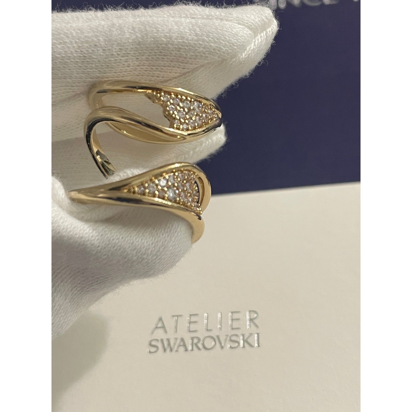 Atelier Swarovski Gilded Treasures Wide Ring, White, Gold-tone plated Ring SIZE 52/6  new