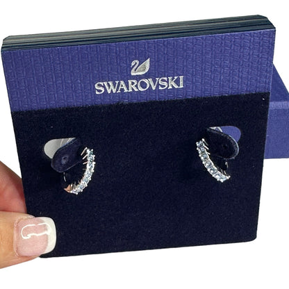Swarovski Mini Hoop hoop earrings Blue, Rhodium plated