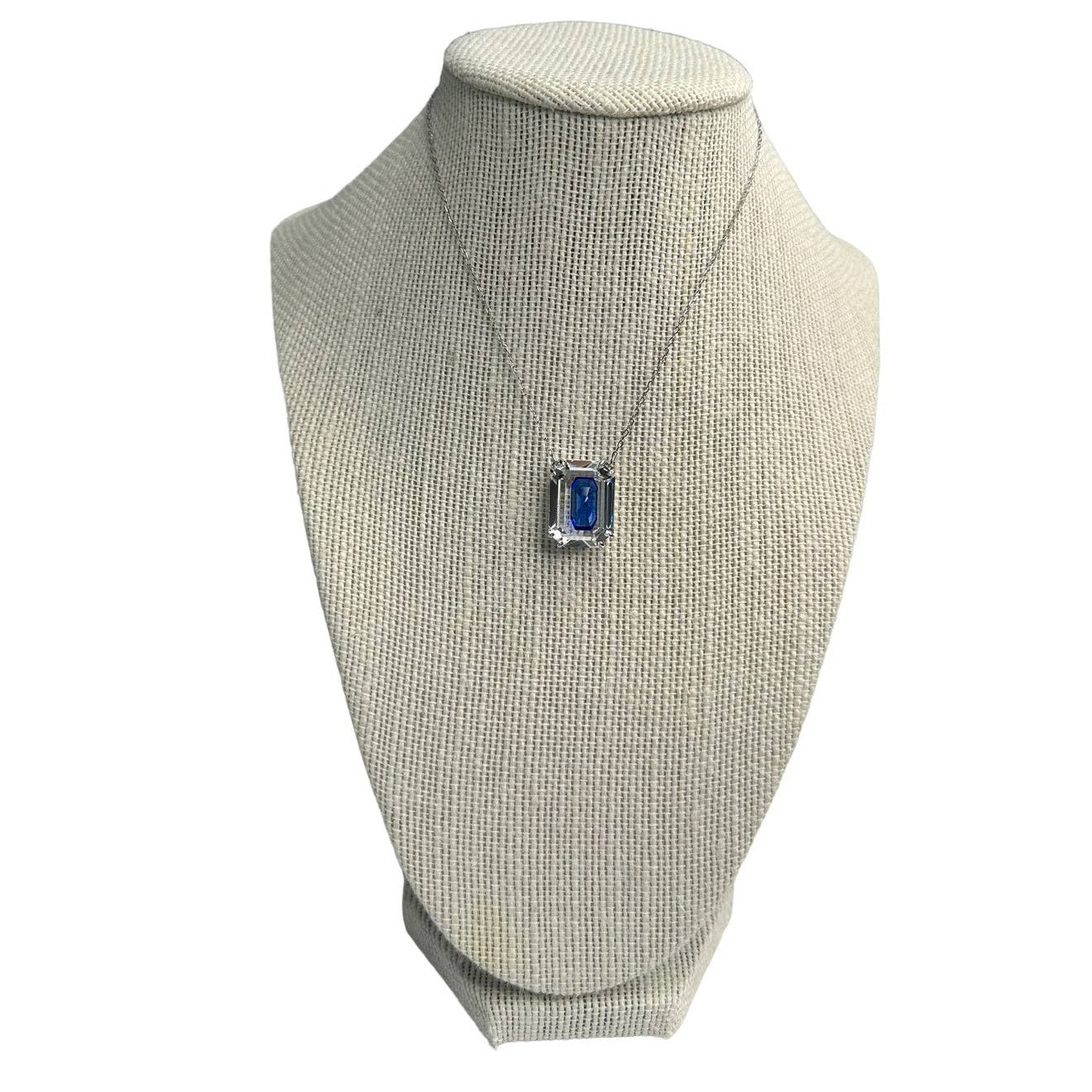 Swarovski Chroma Octagon cut, Blue, Rhodium plated Necklace