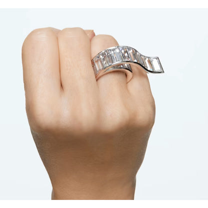 Swarovski Matrix ring Baguette cut, White, Rhodium plated EUR 50 / USA 5