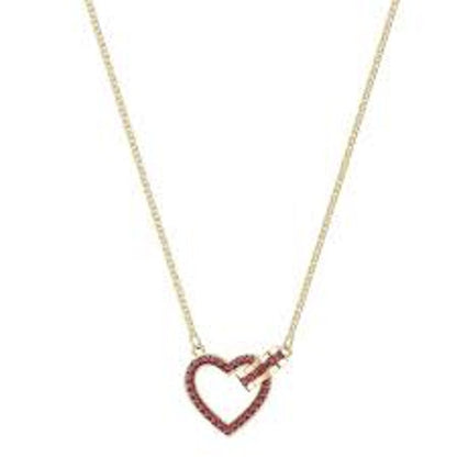 Swarovski Lovely Heart Pendant Necklace Red Gold plating new