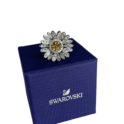 Swarovski Eternal Flower ring Flower, Yellow, Mixed metal finish Eur 58 / USA 8