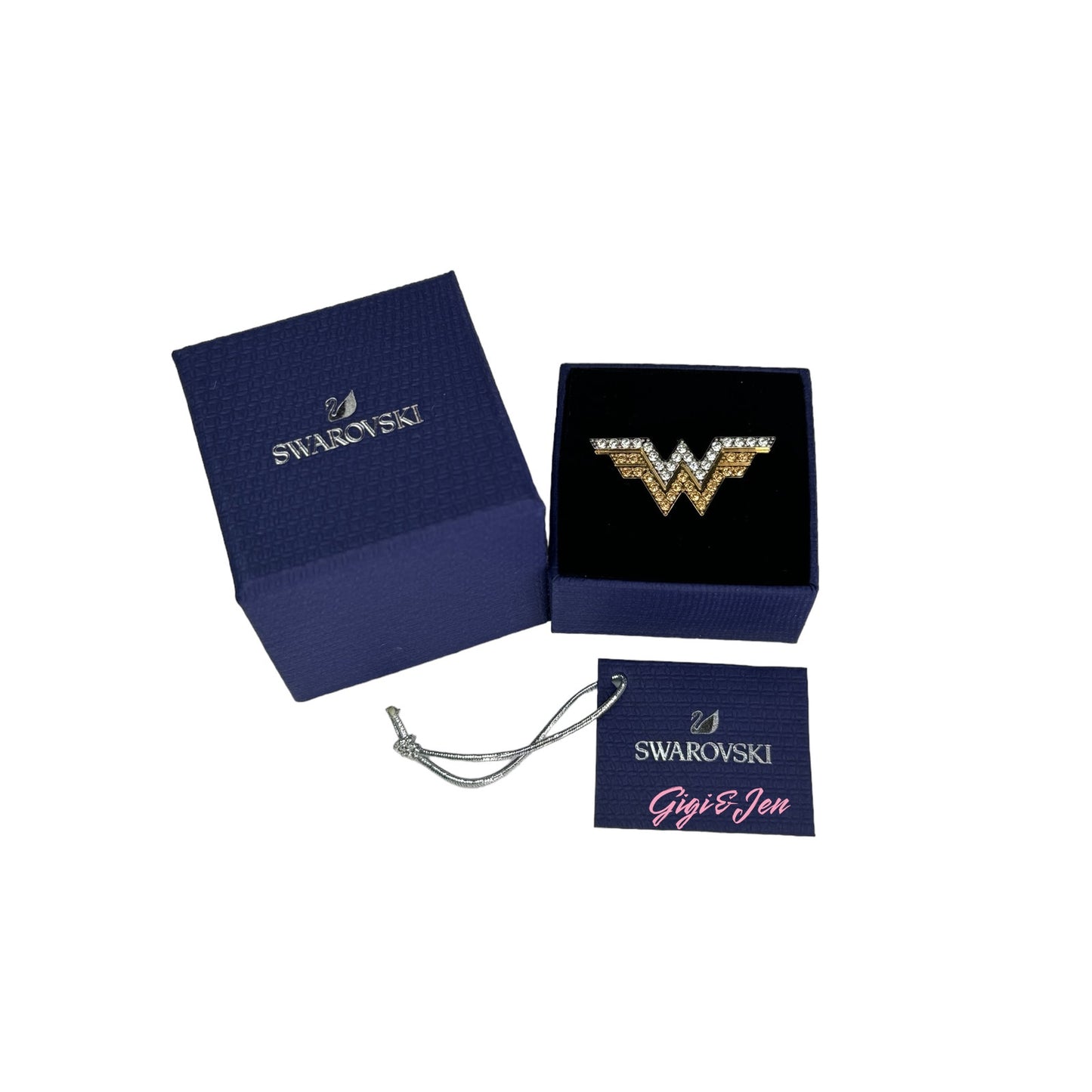 Swarovski Fit Wonder Woman double ring Gold tone 50-52