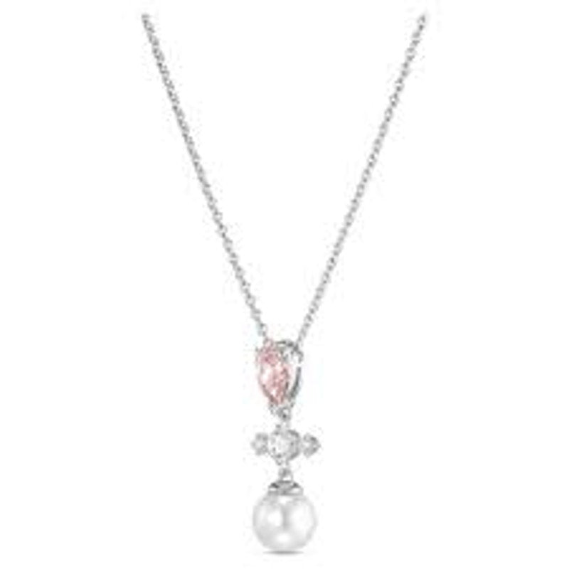 Swarovski Perfection Silver Necklace Pink RHS Crystal Pearl New